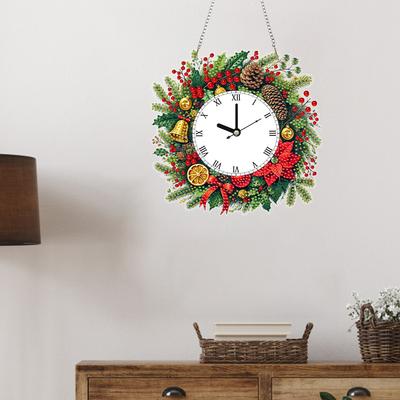2D Flat DIY Special Shape Rhinestone Diamond Art Clock Wall Pendants Diamond Clock Art Pendant Wall Decor for Home & Windows