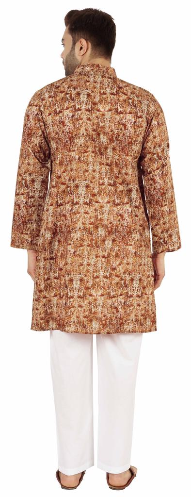 Atasi Designer indian Kurta pentru bărbați cu mâneci lungi imprimate de vară etnic lung