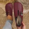 Spring and Autumn new soft leather flat-bottomed casual single shoes women's round head shallow mouth one pedal large size women's shoes