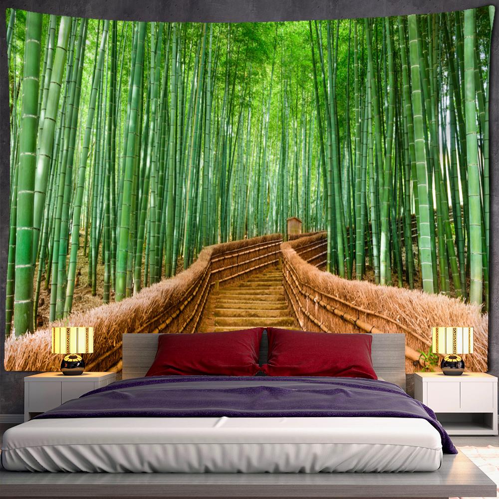 

Психоделический богемный стиль ТВ фон домашний бамбуковый лес птица пейзажная живопись гобелен настенный 100x75cm