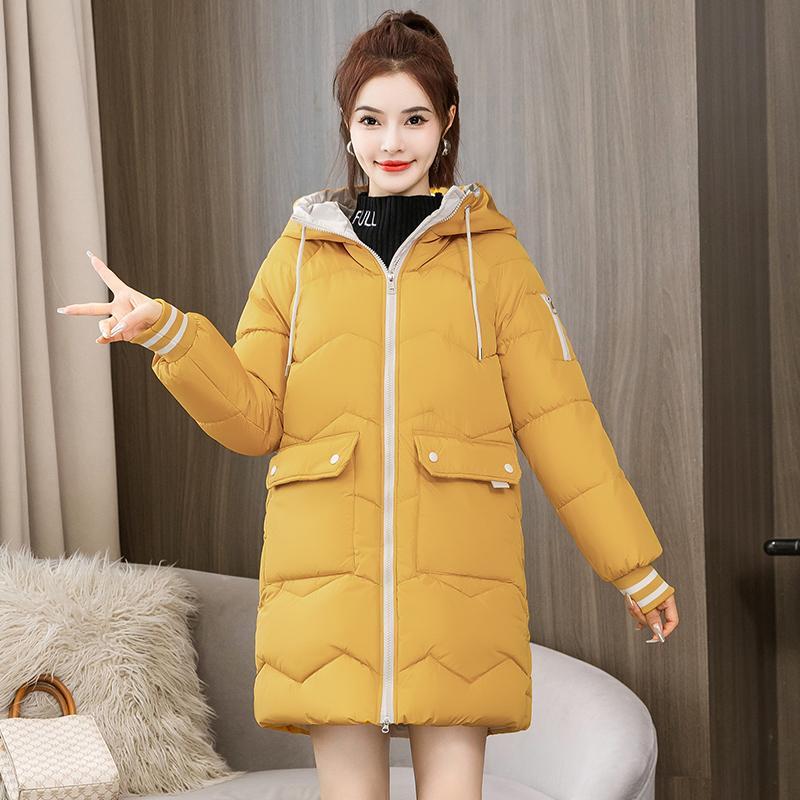Plus Size  Winter Casual Hooded Jacket Parkas for Women Warm Letter Print Long Female Coat Zipper Outerwear