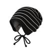 New Striped Drawstring Stacking Hat Women's Autumn and Winter Knitted Headgear Adjustable Drawstring Multi-wear Wool Hat