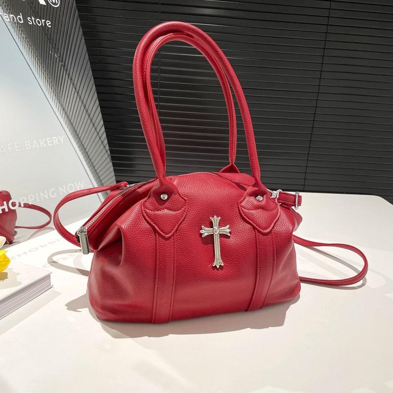 

Сумка большой вместимости женская новая ретро на плечо сумка-мессенджер нишевая мода универсальная дорожная сумка для通勤 красный