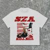 Sza Print Kill Bill Retro Graphic Cotton T-Shirt Men Street Trend Retro Y2K Short Sleeve Women's Fashion Hip Hop Rock Top