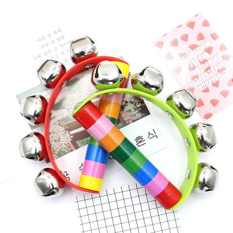 NEW Colorful Rainbow Hand Held Bell Half Round Percussion Musical Toy for Adult KTV Family Party Game Gift