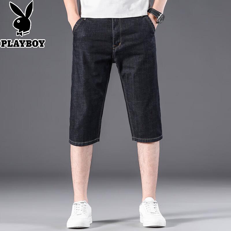 PLAYBOY Men s Summer Casual Denim Shorts 33 чёрный