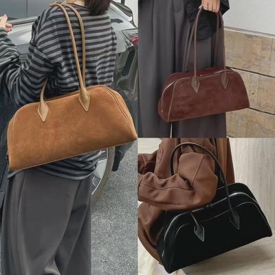 Elegant Suede Large-Capacity Women's Boston Underarm Bag - Fashionable, Versatile, Matte Shoulder Bag