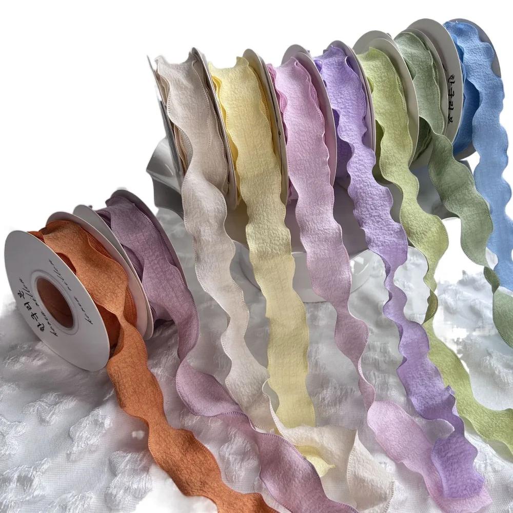 Nastri in Filo a Coda di Pesce da 10 Iarde Bordo Ondulato Pieghettato Nastro in Chiffon Materiale per Confezionamento Regali Decorazioni Fiori per Matrimoni Feste di Compleanno Fai da Te