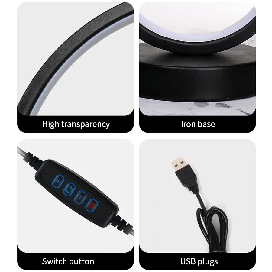 1Pc Lamp Slaapkamer Ringlamp Woonkamer Driekleurig Bedlampje Led Nachtlampje Lamp For Voor Slaapkamerkantoor Desktop lighting