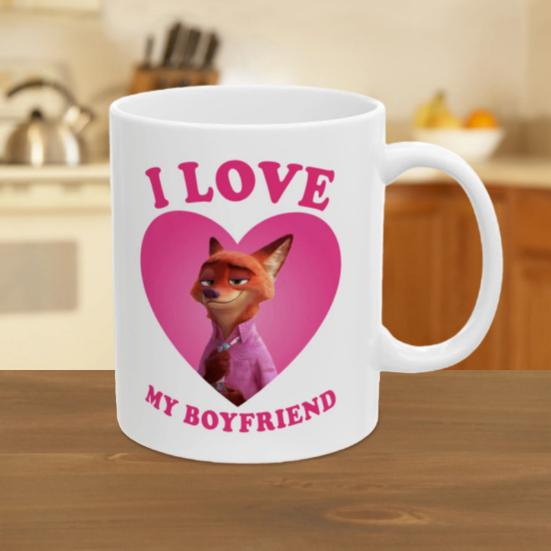Jag älskar min pojkvän/flickvän mugg Zootropolis Nick Fox Judy Rabbit par keramisk kaffekopp hjärtdesign par te varm chokladmugg