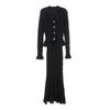 Elegant Women's Fishtail Long Dress: V-Neck, Hollow Knit, Long Sleeve, Bodycon Style