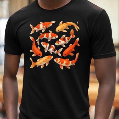 100% Baumwolle TOPS UNISEX T-SHIRTS HERREN DAMEN Koi-Fisch Motiv Baumwoll-T-Shirt