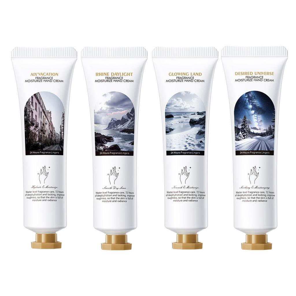 Sada 3 cestovních krémů na ruce, Hydratační krém s květinovou vůní pro suché ruce | Vyživující pleťové mléko, Zimní péče pro popraskanou pokožku
