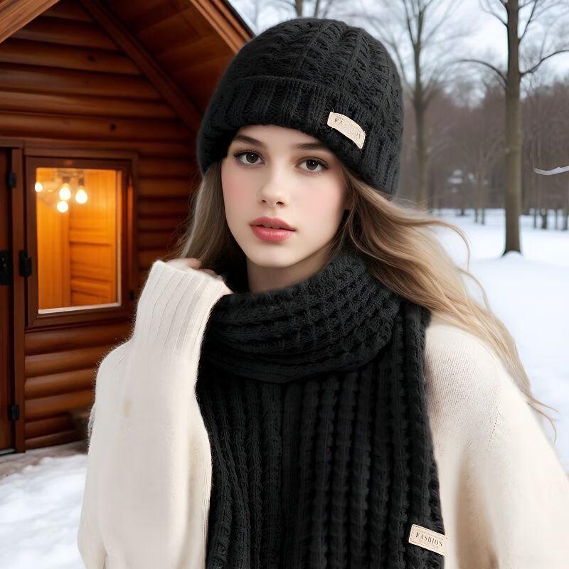 Women s Winter Knitted Hat and Scarf Set