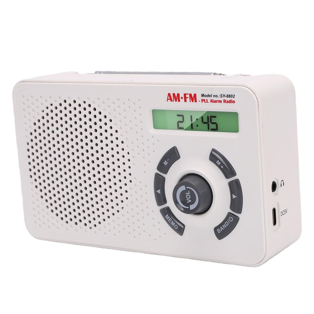 Portable FM AM SW Radio Speaker with Dual Antennae 2000mAh 3.5mm Headphone Jack Backlight Display Memory Function for