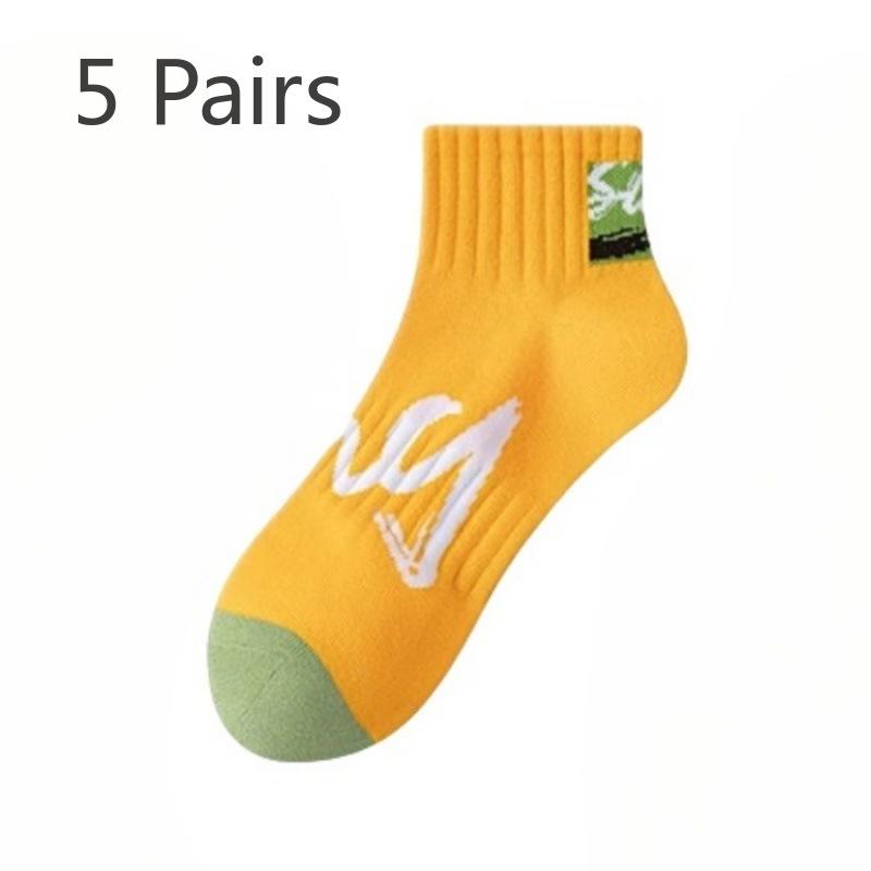 5 Pairs of Boys Spring and Summer Pure Cotton Comfortable Sports Sweat Absorption Deodorizing Tube Socks