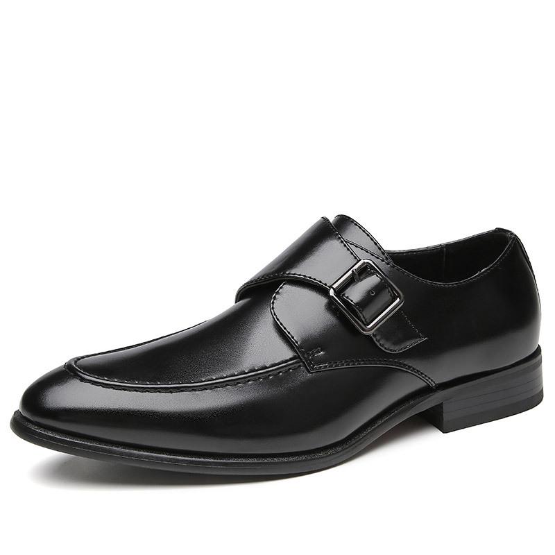 Ručně vyráběné obchodní kožené boty se sponou v novém britském stylu pro pánské formální oblečení Single Shoes Kancelářské a profesionální oblečení, Trend pánské obuvi