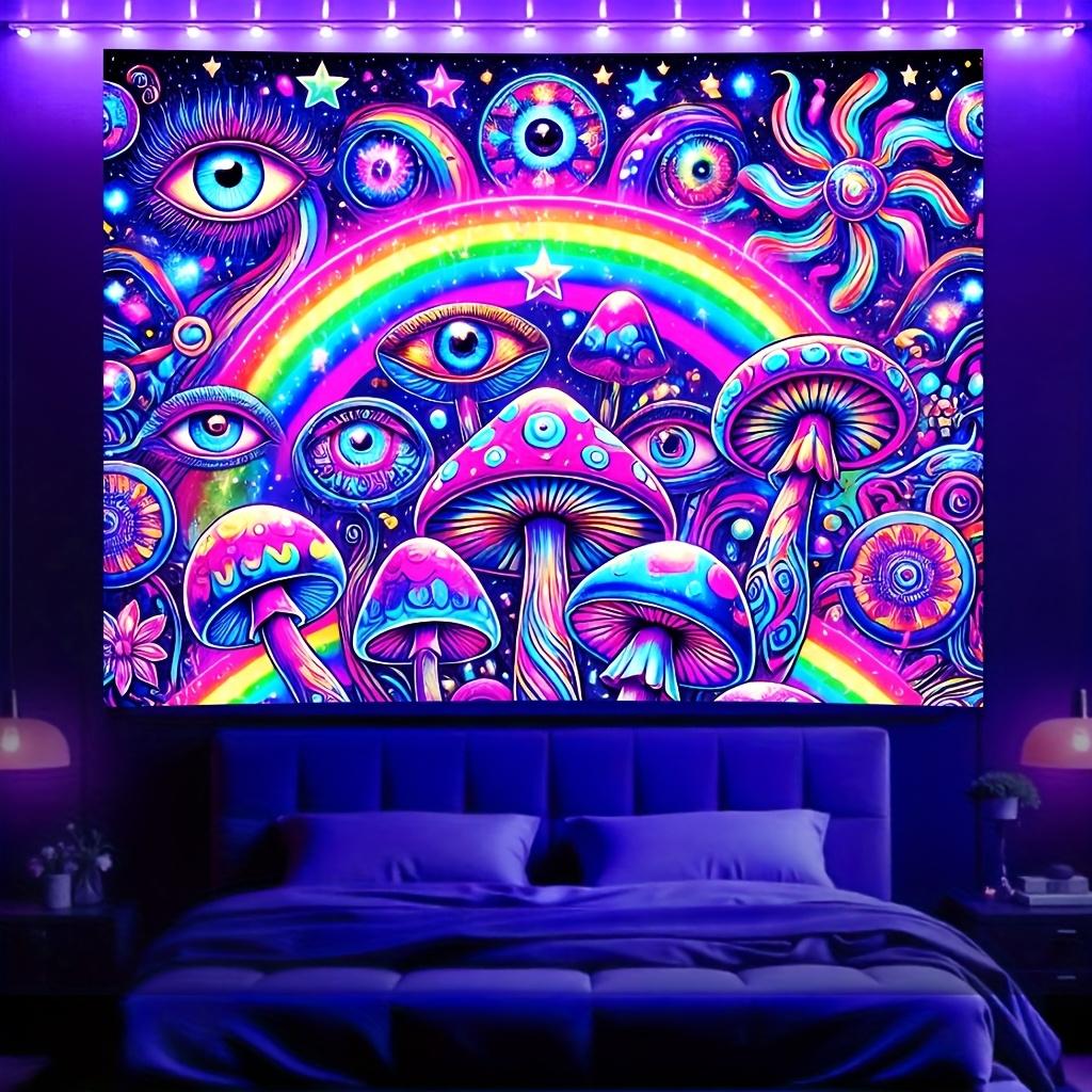 VIKAMA Halloween Rainbow Queen Tapestry Colorful Mushroom Mysterious Eye Living Room Music Room Psychedelic Decor