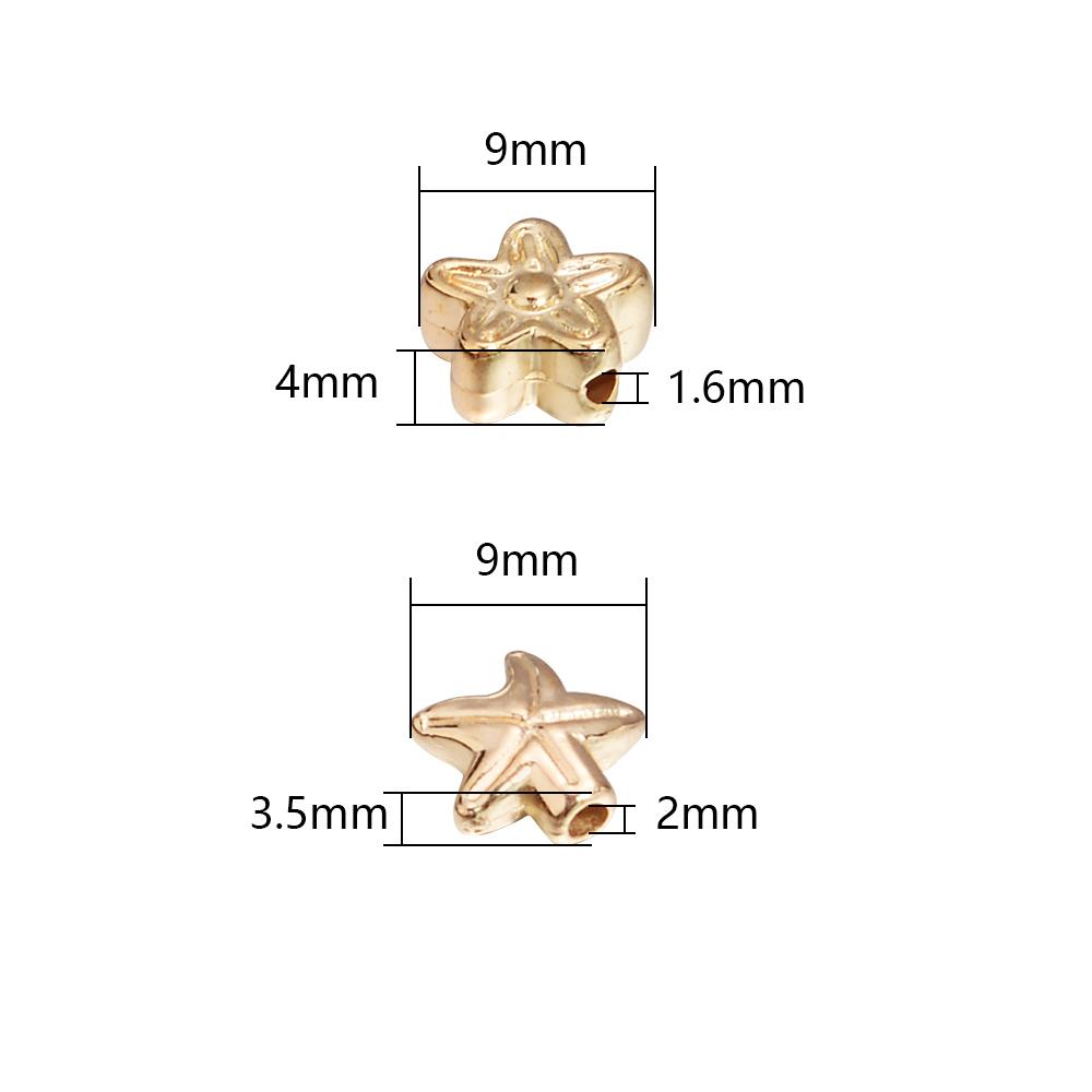 100pcs Star CCB Beads Gold Rhodium Color Pentagram Loose Spacer Bead For Jewelry Making DIY Crafts Bracelet Necklace Accessories
