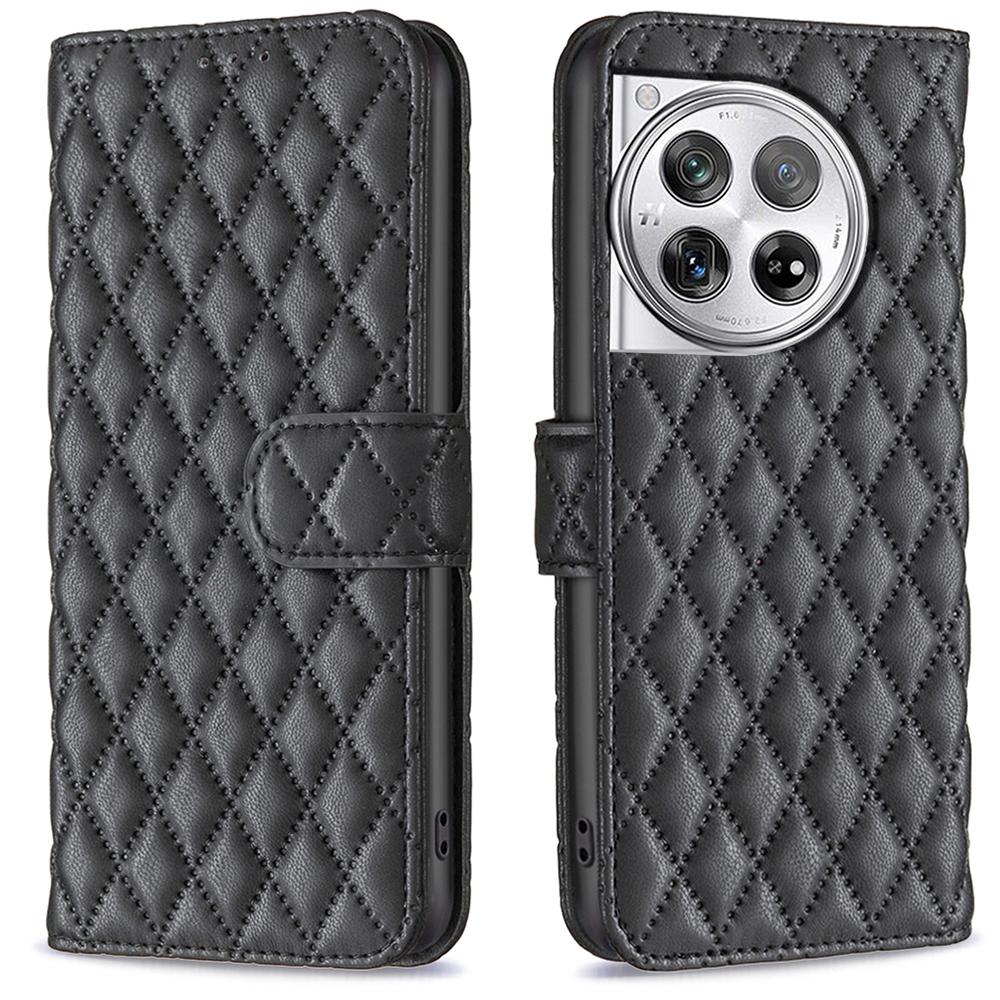 

BINFEN COLOR BF Style-14 For OnePlus 12R 5G/Ace 3 5G Case PU Leather Stand Shockproof Protective Phone Cover Black