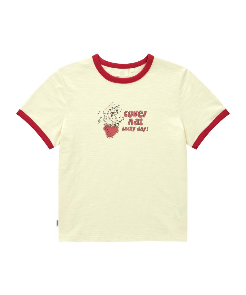 COVERNAT WOMAN Elephant Graphic Ringer T-Shirt Cream