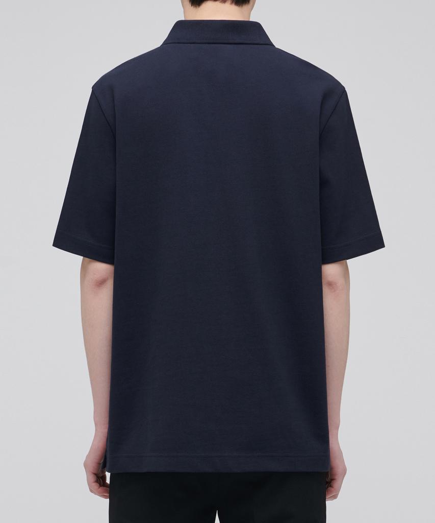 MUSINSA STANDARD Slit Neck Pique Polo Shirt [Navy]