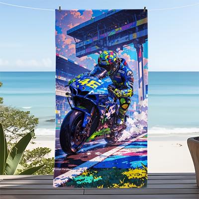 1 stuks 46 Nummer Motorrace Strandlaken Microvezel Sneldrogend Zandvrij Groot Absorberend Handdoek Zomer Zwembad Motorrijder Fans Cadeau