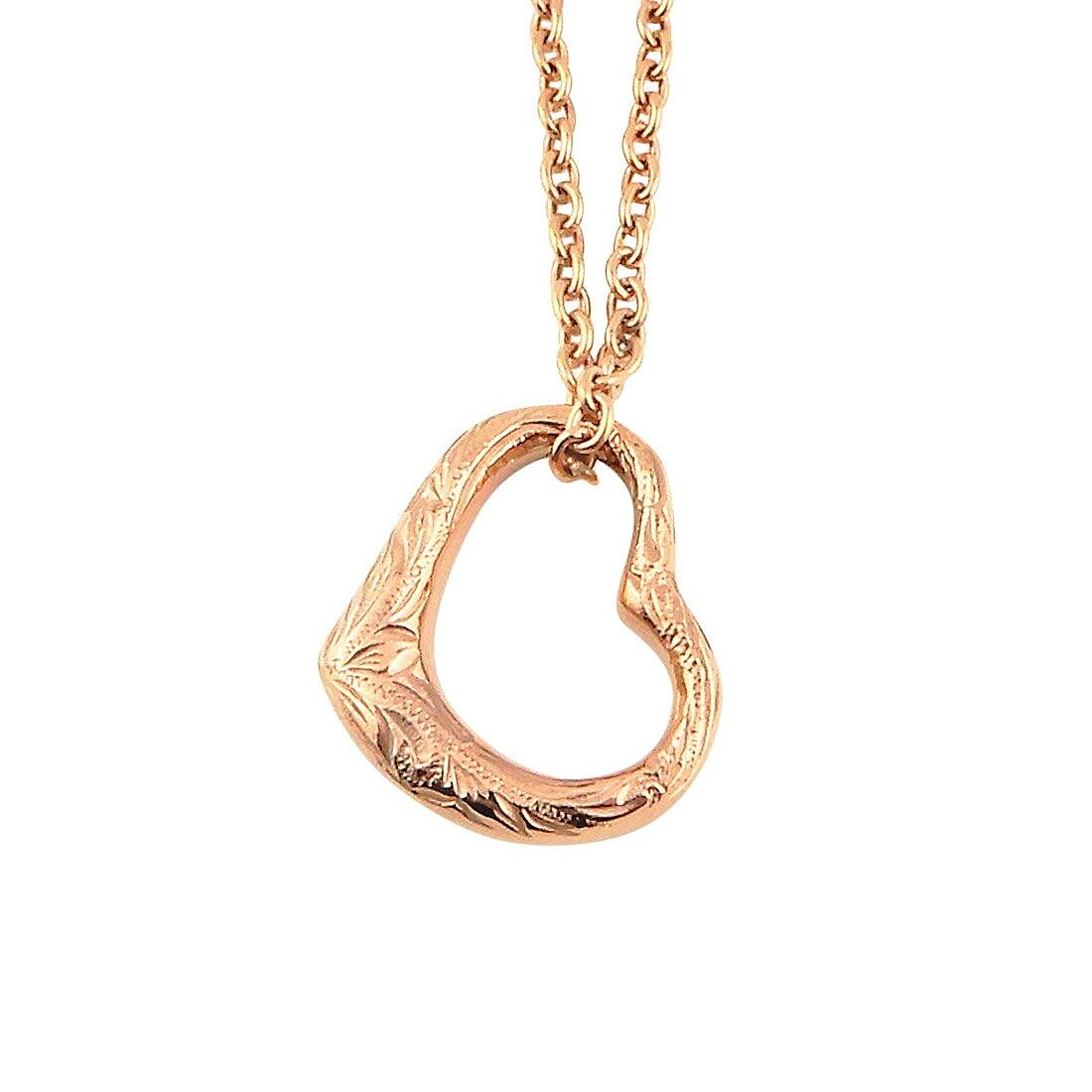

Гавайское ювелирное изделие, Ожерелье, Нержавеющая сталь, Сердце с завитушками, Асимметричное открытое сердце, Розовое золото, Женский/Мужской кулон, с кабельной цепочкой 45 см