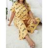 Plus Size Pajamas Women's Spring and Autumn Red Pit Stripes Doll Collar Short-sleeved Trousers Ladies Homewear Suit