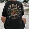 Floral & Letter Print Drop Shoulder Tee, Casual Half Sleeve Round Neck T-and Kids Tshirt
