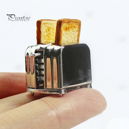 Mini-Toaster Modell 1:12 puppenhaus Zubehör Simulation Miniatur Toaster mit 2 Abnehmbare Toasts für Küche Szene