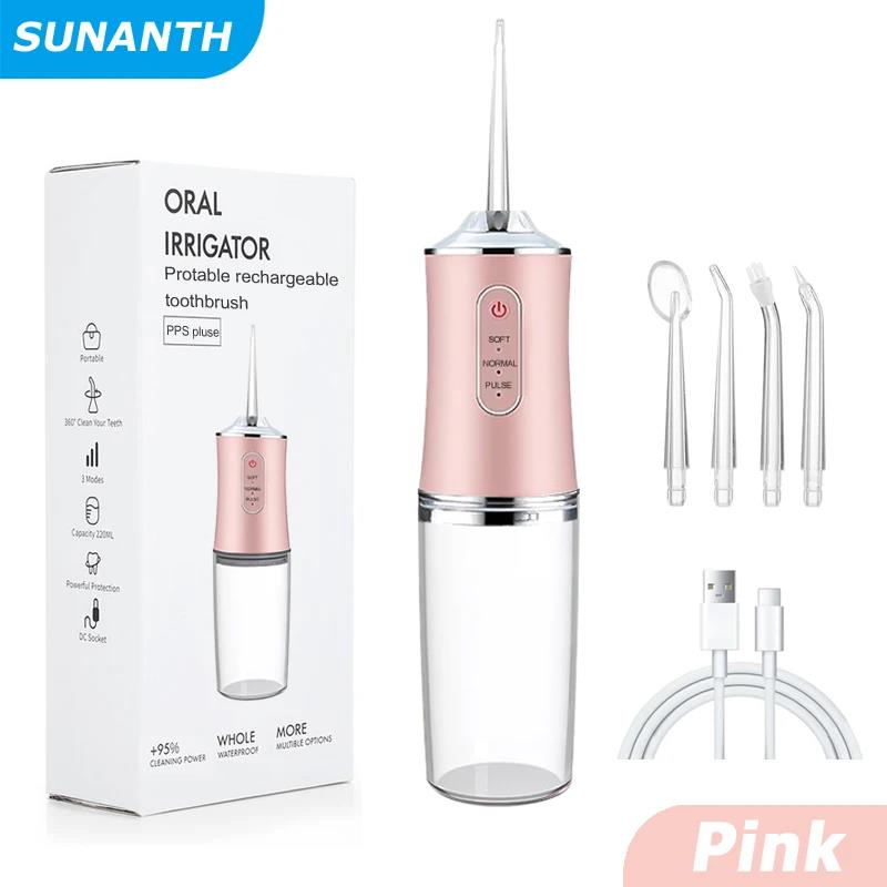 USB Portable Oral Irrigator Water Flosser Dental Water Jet Tools Pick Cleaning Teeth 200ML 4 Nozzles Mouth Oral Cleaning Agents 3