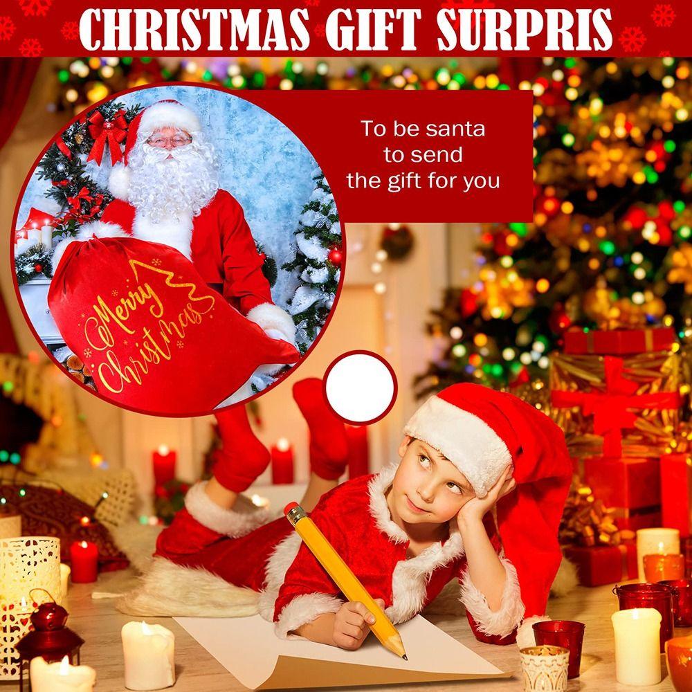 Red Velvet Burlap Santa Bags 25x36 Inch Jumbo Gift Bag Holiday Supplies Gift Wrap Trash Bags