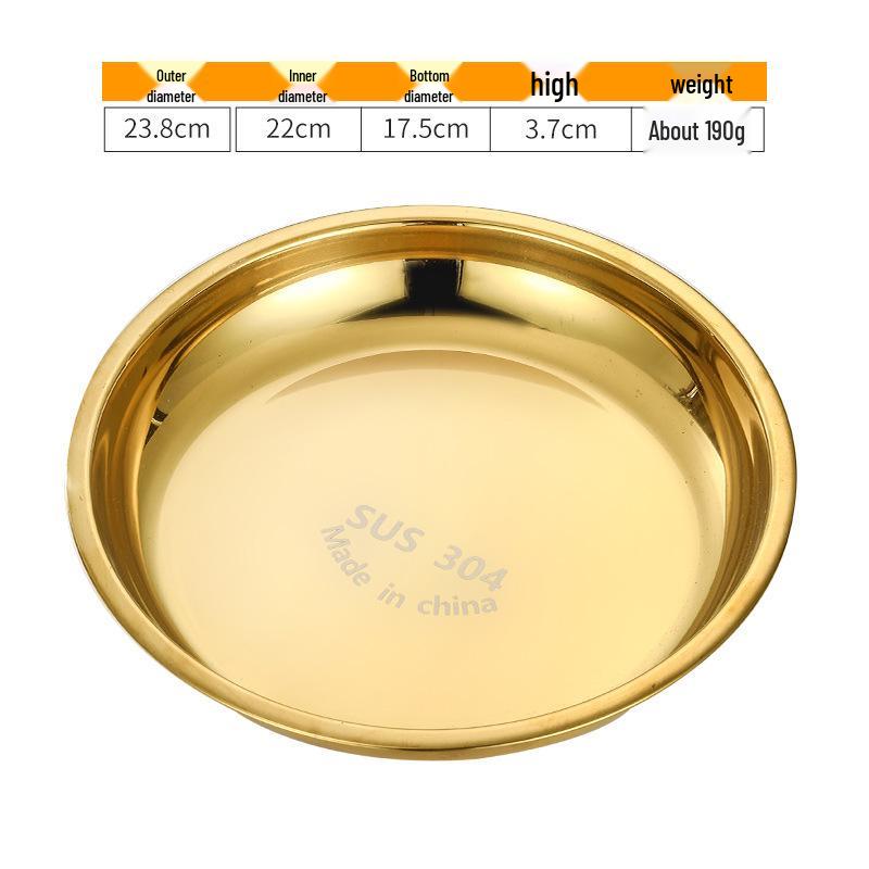 Piatto Basso in Acciaio Inossidabile 304 Placcato Oro – Piatto Tavola Rotondo Grande