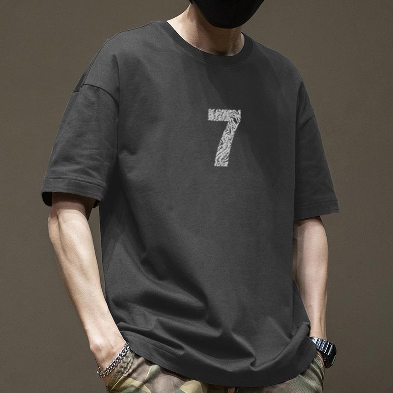 Cotton Heavyweight Summer Hong Kong Style Short Sleeved T-shirt for Men Loose Plus Size Fat T-shirts Trendy Pure Cotton