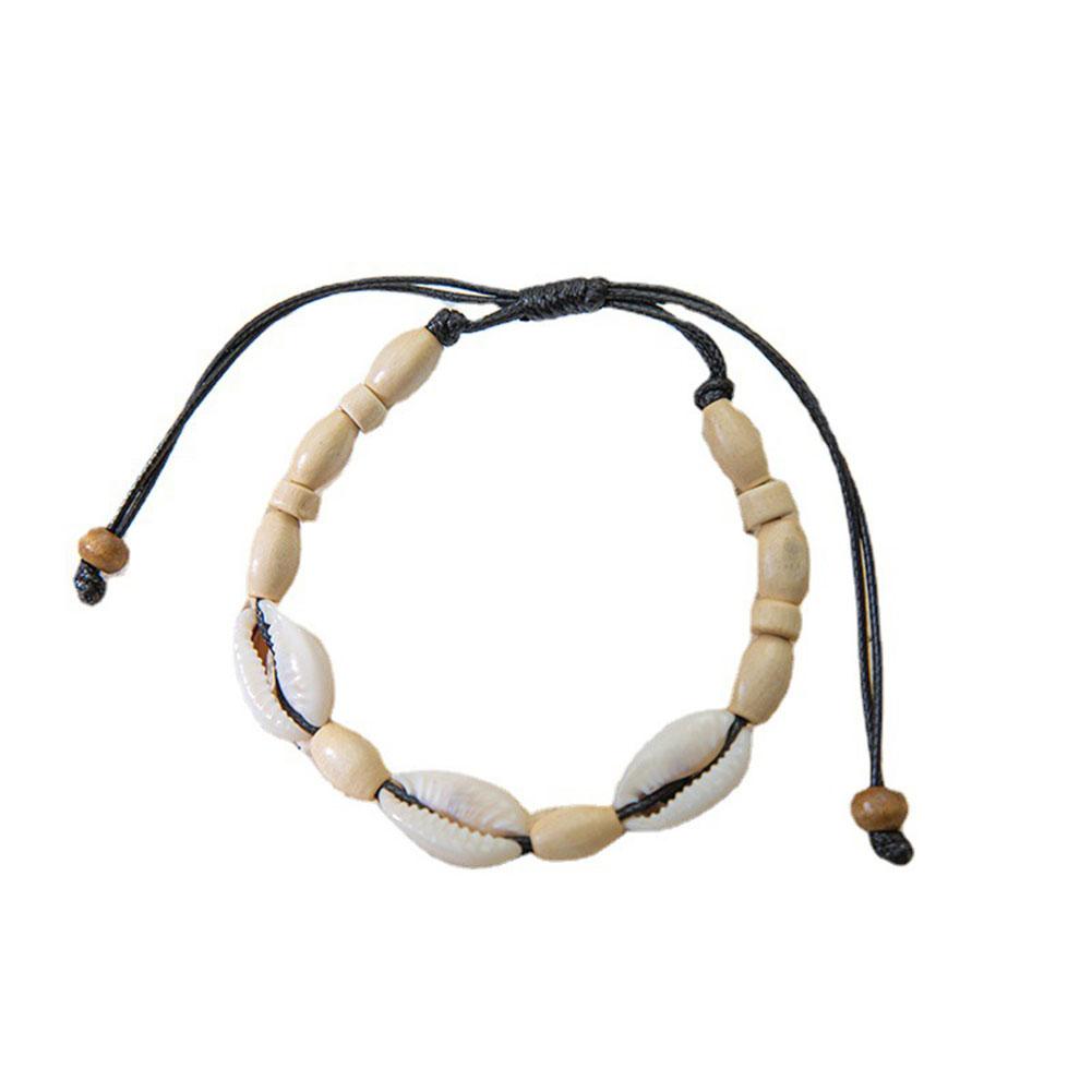Shell Bracelet Hand Woven Bracelet For Women Summer Beach Adjustable Wax Rope Chain Bracelet Jewelry Accessories Gift