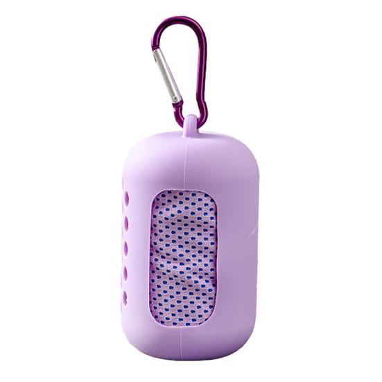 

Reusable Cooling Towel Microfiber Cooling Towel with Carabiner Silicone Case Breathable Sweat Towel for Neck Face Running Hiking Fitness 1 Set фіолетовий