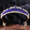 DIEZI Baroque Sweet Blue Crystal Crown Bride Tiara For Women Wedding Elegant Princess Headpiece Hair Zircon Punk Accessories