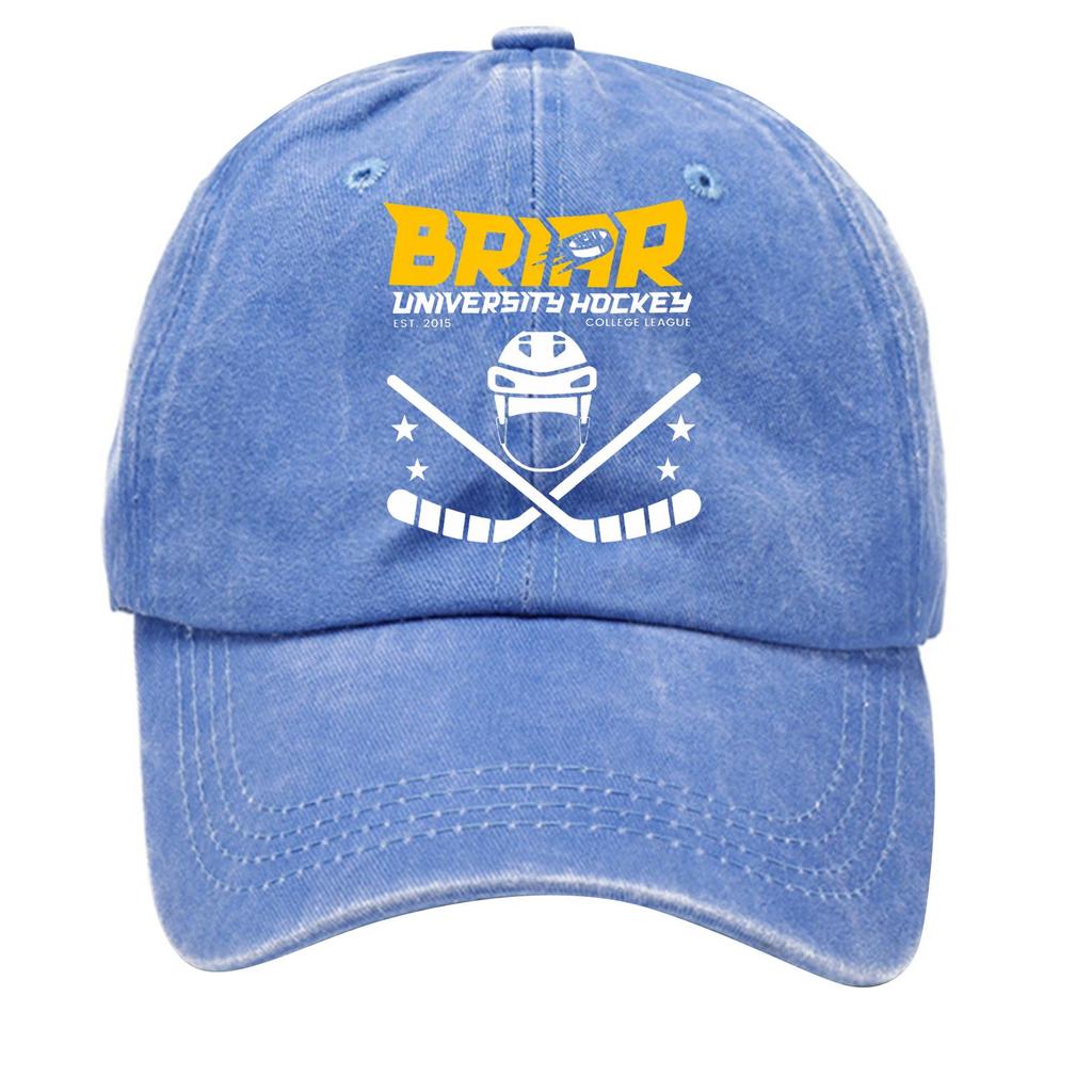Washed Cotton Baseball Cap Vintage Soft Top Denim Hat Adjustable Strap Printed Design College League Sports Style Unstructured Fit