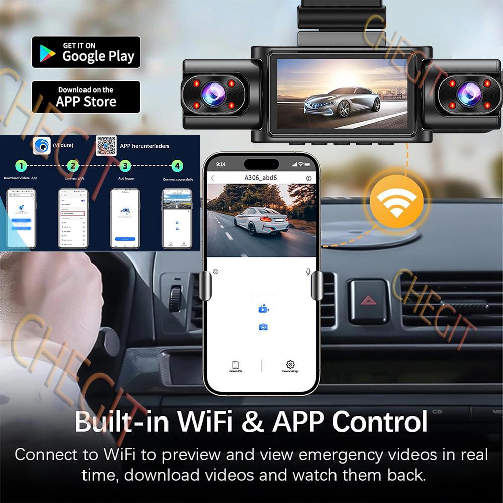 2026 New 360° Car Dash Cam 3/4 Channel WiFi APP Dash Cam HD 1080P Car DVR Loop Recording Night Vision Add 24H Parking Monitor