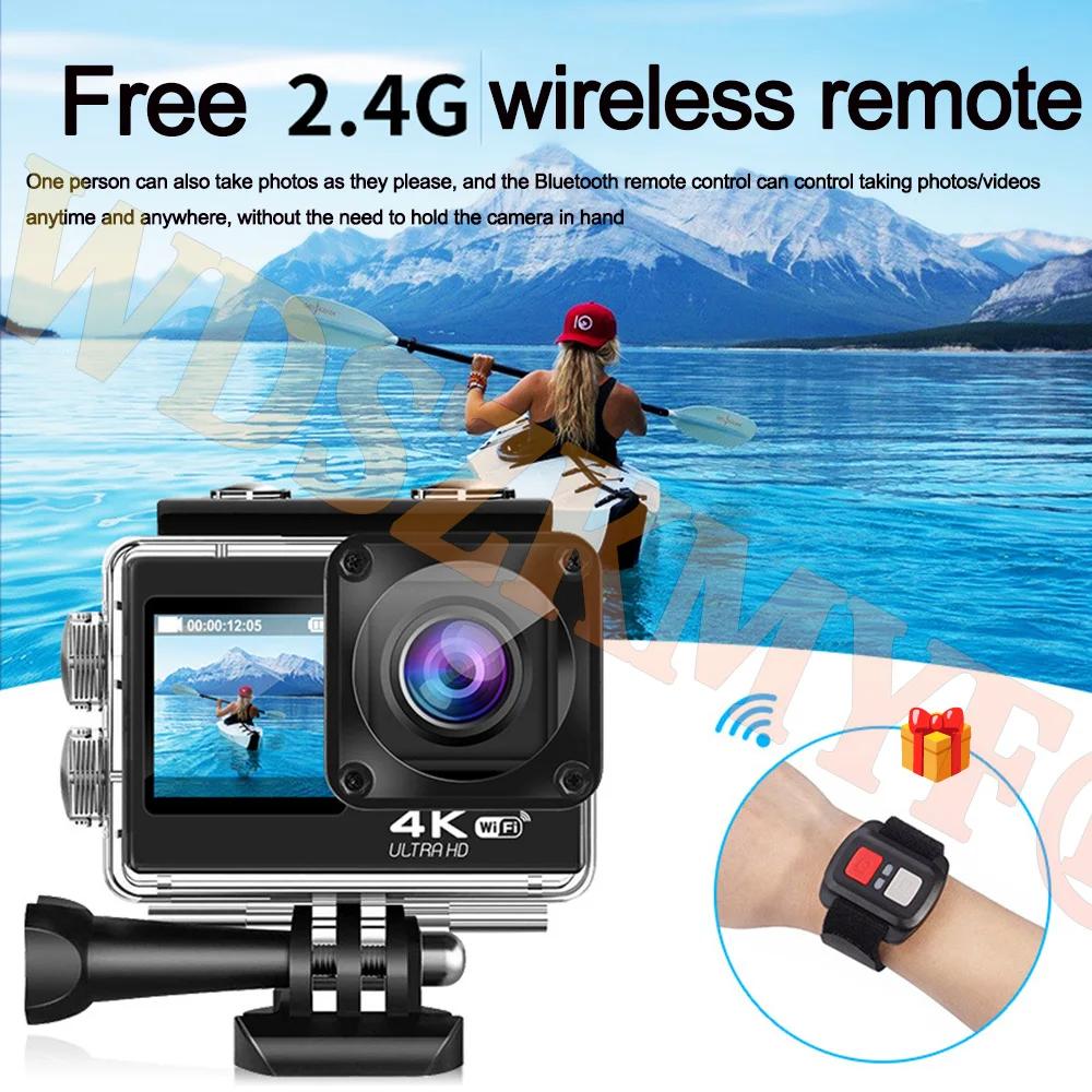 4K Camera Sports Camera Dual Screen Waterproof Case Support Wearing Cams Action Portable Security Recorder Helmet Riding