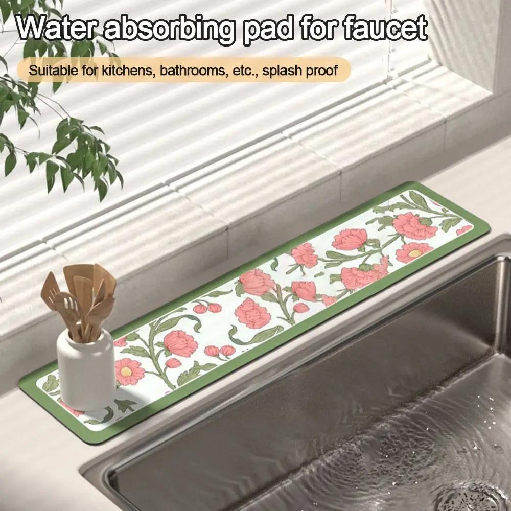 Diatomite Faucet Draining Mat Non-Slip Multi-function Drying Mat Convenient Splash Countertop Protector