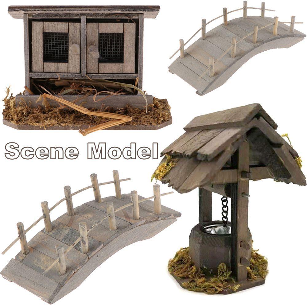 Playing House Fairy Garden Home Decor Outdoor Scene Model Dolls Accessories Miniature Chicken Coop Wood Arch Bridge