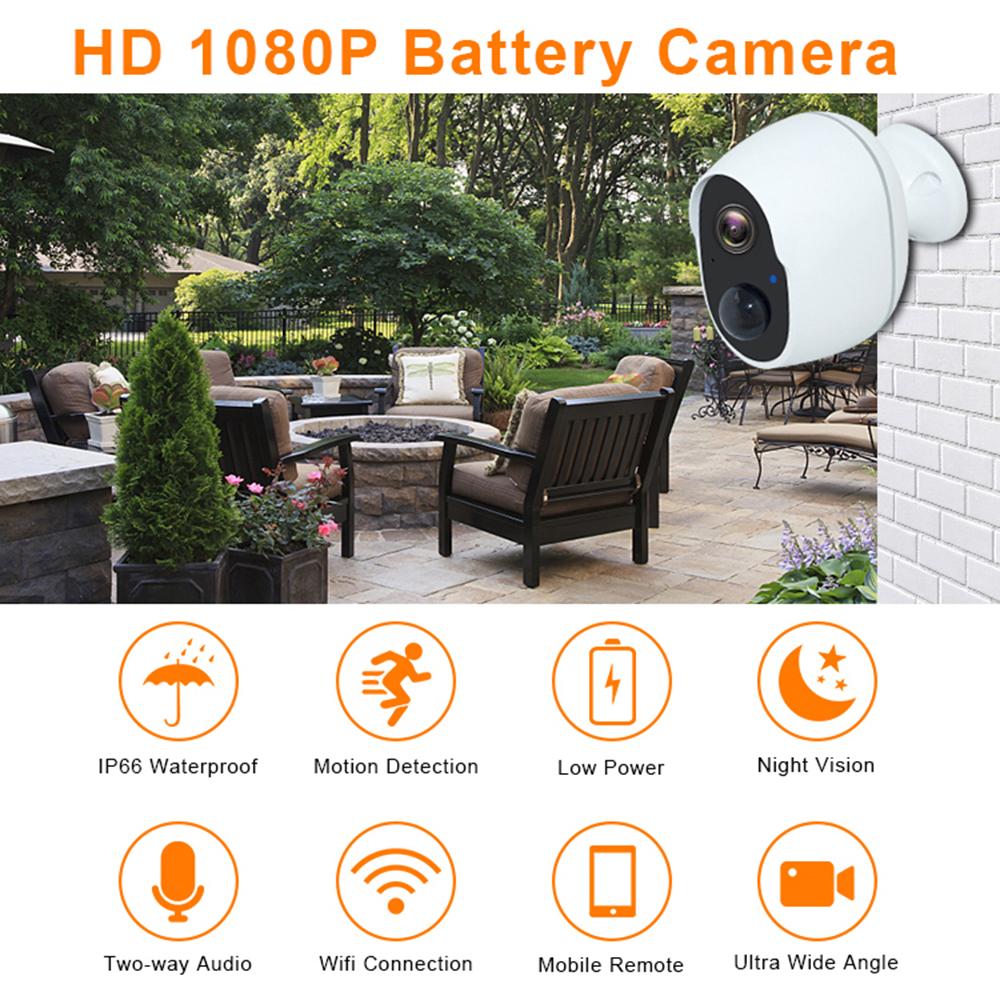 

SN-S10 Home Security WiFi Camera Waterproof Rechargeable PIR Induction Camera White
