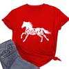 2026 Wildflower Horse Print Women T Shirt Short Sleeve O Neck Loose Women Ladies Tee Shirt Casual Streetwear T-shirts,Y2K Tops