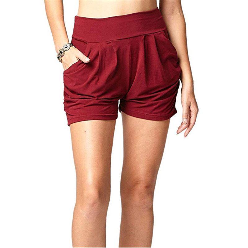 Stylish Women Summer High Waist Casual Shorts Featuring Pleated Design And Soft Material With Pockets