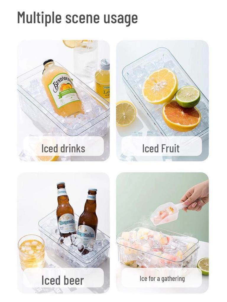 Press-Type Ice Cube Tray with Lid - Food Grade Storage Box for Homemade Ice Cubes