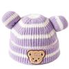 Trendige Koreanische Wollmütze mit Bommel für Babys & Kleinkinder - Herbst & Winter Bärenohren-Schutz-Design