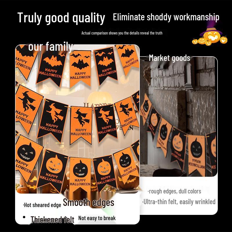 Festone Decorazione Lanterna Zucca di Halloween - Bandierine da Appendere per Atmosfera di Festa e Oggetti di Scena per Foto