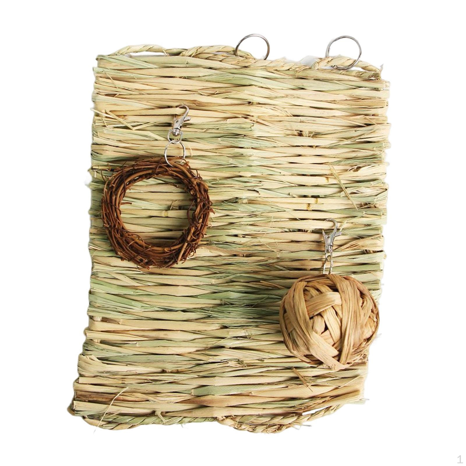 

Toys Small Animal Toy Bunny Bedding Portable Grass Bed with Balls Mat Woven for Bird 3PCS Style C